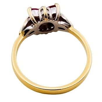 9ct Gold Ruby / Diamond Cluster Ring size O